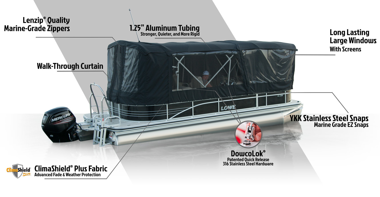 Lowe Pontoon Boat Covers, Enclosures, Double Biminis, and 